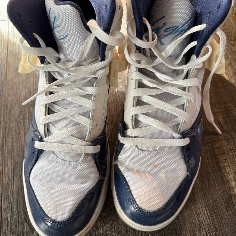 Jordan Navy and White High-Top Sneakers